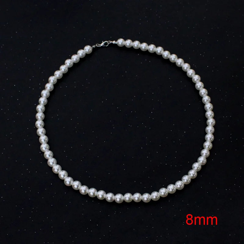 Pearl Necklace Women Men Classic Handmade Strand Bead Jewelry Luxury Trendy Choker Party Gift