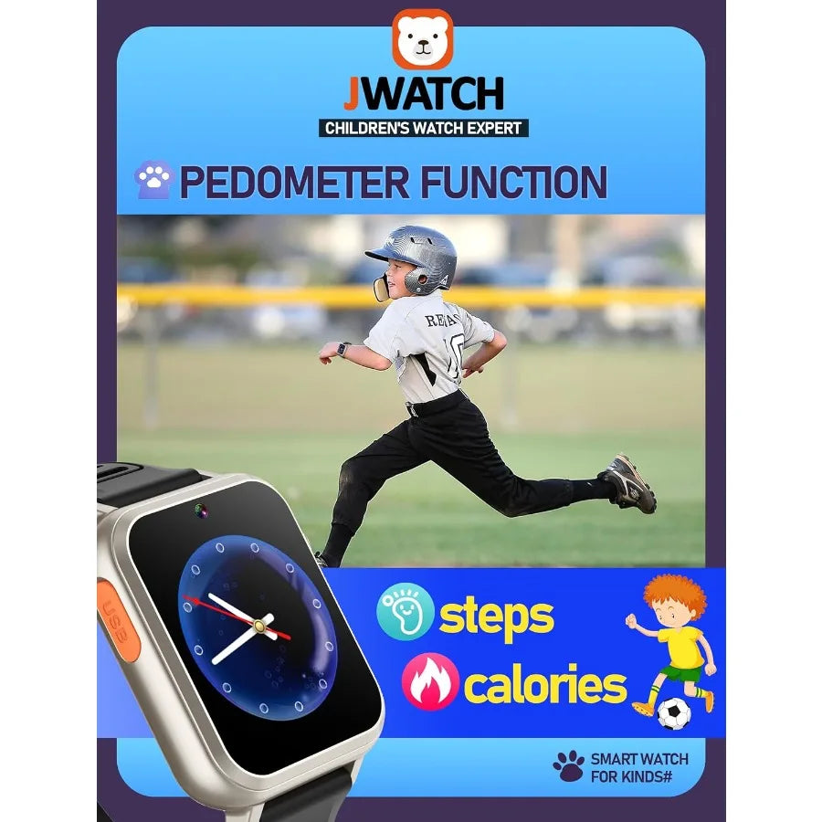 Smart Watch for Boys Girls 612 with Pedometer Audio Book Camera Music Player Present Birthday Christmas Silver Frame Black