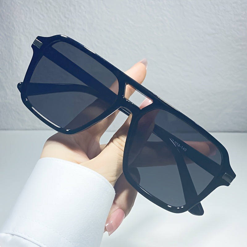 Stylish Double Bridge Gradient Sunglasses - Fashionable Shades for Women and Men - Perfect for Driving, Beach Party, and Casual Everyday Wear