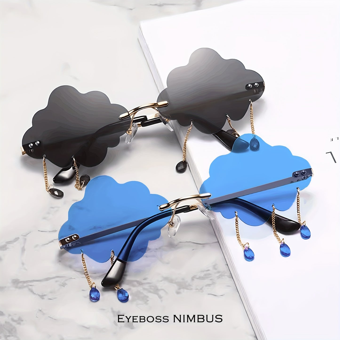 Funny Rainy Day Rimless Design Personalized Cloud Sunglasses