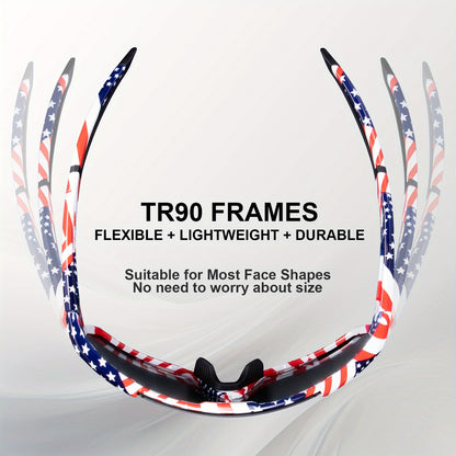 Trump 2024 Flag, American Flag Sunglasses Cycling Glasses, Polarized Baseball Sunglasses for Men and Women, Sports Running Cycling Fishing Sunglasses