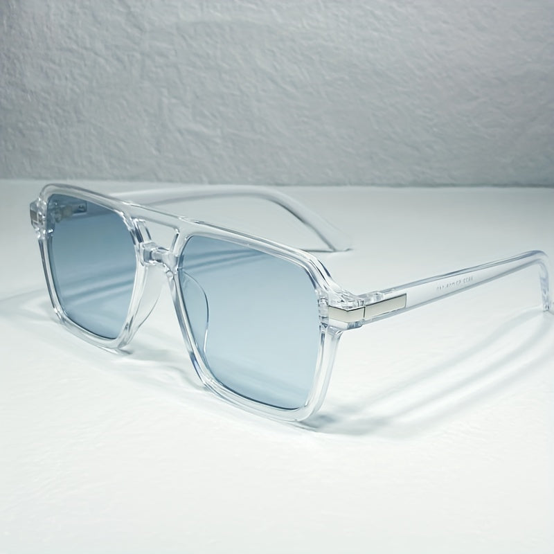 Stylish Double Bridge Gradient Sunglasses - Fashionable Shades for Women and Men - Perfect for Driving, Beach Party, and Casual Everyday Wear