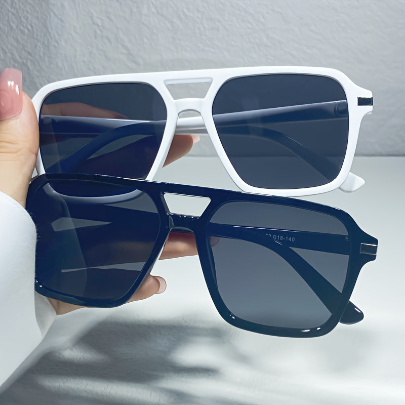 Stylish Double Bridge Gradient Sunglasses - Fashionable Shades for Women and Men - Perfect for Driving, Beach Party, and Casual Everyday Wear