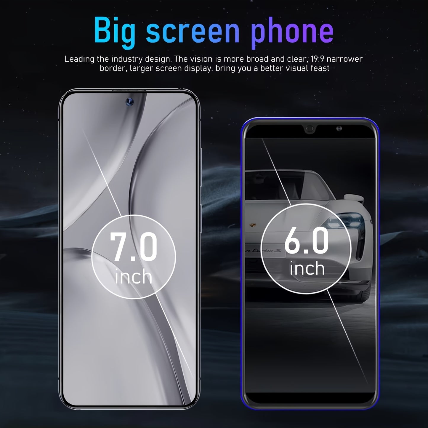 Smart Phone Large Screen 7.0 Inches, Dual Card Dual Standby, 4G Network, Face Recognition Technology, 6000mah, 3+64GB, Unlock Smart Phone.