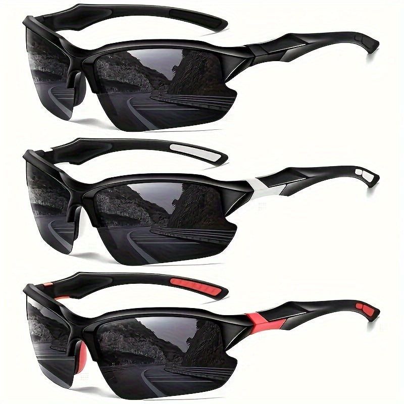 3 High Performance Polarized Sunglasses Set - UV Protection, Windproof, Anti-glare - Ideal For Biking, Baseball, Running, Fishing, Golf And Driving, A Set Of Essentials For Travel, Camping Essentials Portable Sunglasses Set