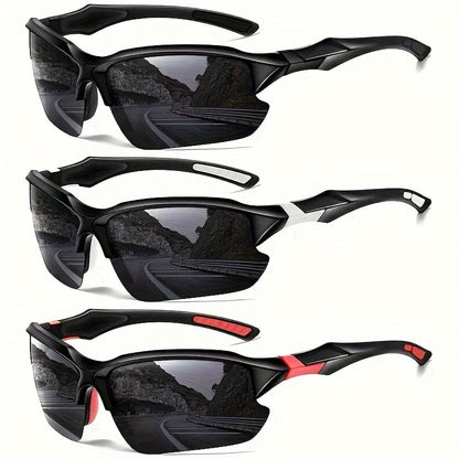 3 High Performance Polarized Sunglasses Set - UV Protection, Windproof, Anti-glare - Ideal For Biking, Baseball, Running, Fishing, Golf And Driving, A Set Of Essentials For Travel, Camping Essentials Portable Sunglasses Set