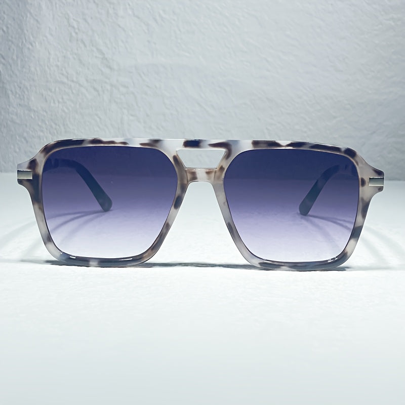 Stylish Double Bridge Gradient Sunglasses - Fashionable Shades for Women and Men - Perfect for Driving, Beach Party, and Casual Everyday Wear