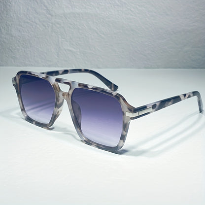 Stylish Double Bridge Gradient Sunglasses - Fashionable Shades for Women and Men - Perfect for Driving, Beach Party, and Casual Everyday Wear