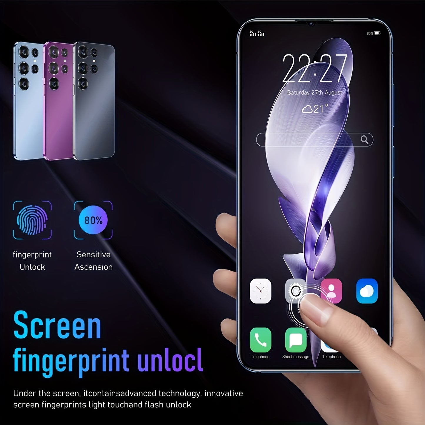 Smart Phone Large Screen 7.0 Inches, Dual Card Dual Standby, 4G Network, Face Recognition Technology, 6000mah, 3+64GB, Unlock Smart Phone.