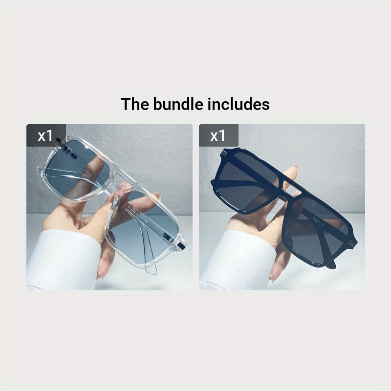 Stylish Double Bridge Gradient Sunglasses - Fashionable Shades for Women and Men - Perfect for Driving, Beach Party, and Casual Everyday Wear