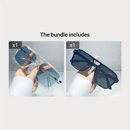 Stylish Double Bridge Gradient Sunglasses - Fashionable Shades for Women and Men - Perfect for Driving, Beach Party, and Casual Everyday Wear