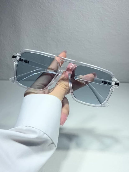 Stylish Double Bridge Gradient Sunglasses - Fashionable Shades for Women and Men - Perfect for Driving, Beach Party, and Casual Everyday Wear