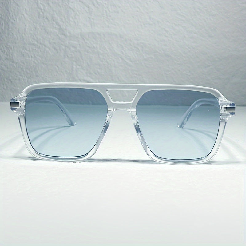 Stylish Double Bridge Gradient Sunglasses - Fashionable Shades for Women and Men - Perfect for Driving, Beach Party, and Casual Everyday Wear