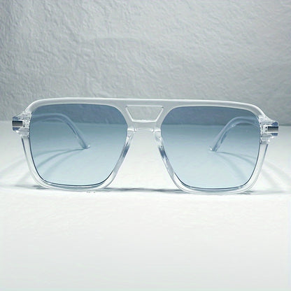 Stylish Double Bridge Gradient Sunglasses - Fashionable Shades for Women and Men - Perfect for Driving, Beach Party, and Casual Everyday Wear
