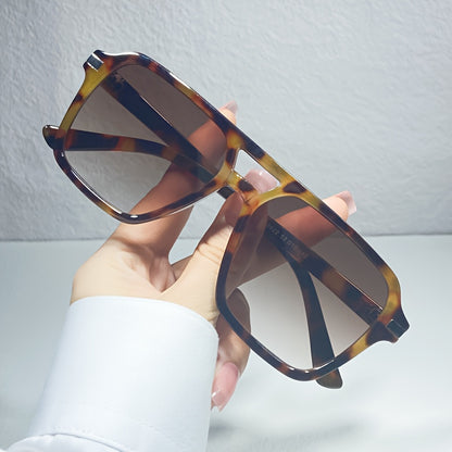 Stylish Double Bridge Gradient Sunglasses - Fashionable Shades for Women and Men - Perfect for Driving, Beach Party, and Casual Everyday Wear