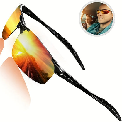 Top Sports Sunglasses Al-Mg Alloy Glasses Driving HD Polarized UV Protection UltraLight Golf Fishing Cycling UV400 Sports Sunglasses