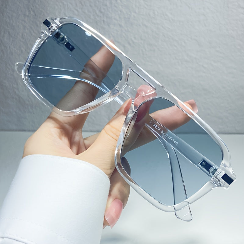 Stylish Double Bridge Gradient Sunglasses - Fashionable Shades for Women and Men - Perfect for Driving, Beach Party, and Casual Everyday Wear