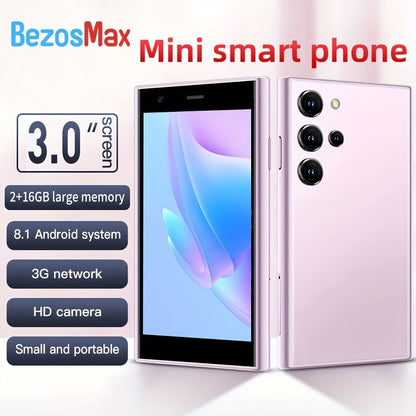 BezosMax Smart Phone, Unlock Smart Phone, 3.0-inch HD Screen, Phone, 2GB+16GB Memory, Suitable For Small Phone GPS Pocket Phone, Creative Gift, Suitable For Students