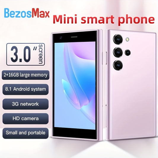 BezosMax Smart Phone, Unlock Smart Phone, 3.0-inch HD Screen, Phone, 2GB+16GB Memory, Suitable For Small Phone GPS Pocket Phone, Creative Gift, Suitable For Students