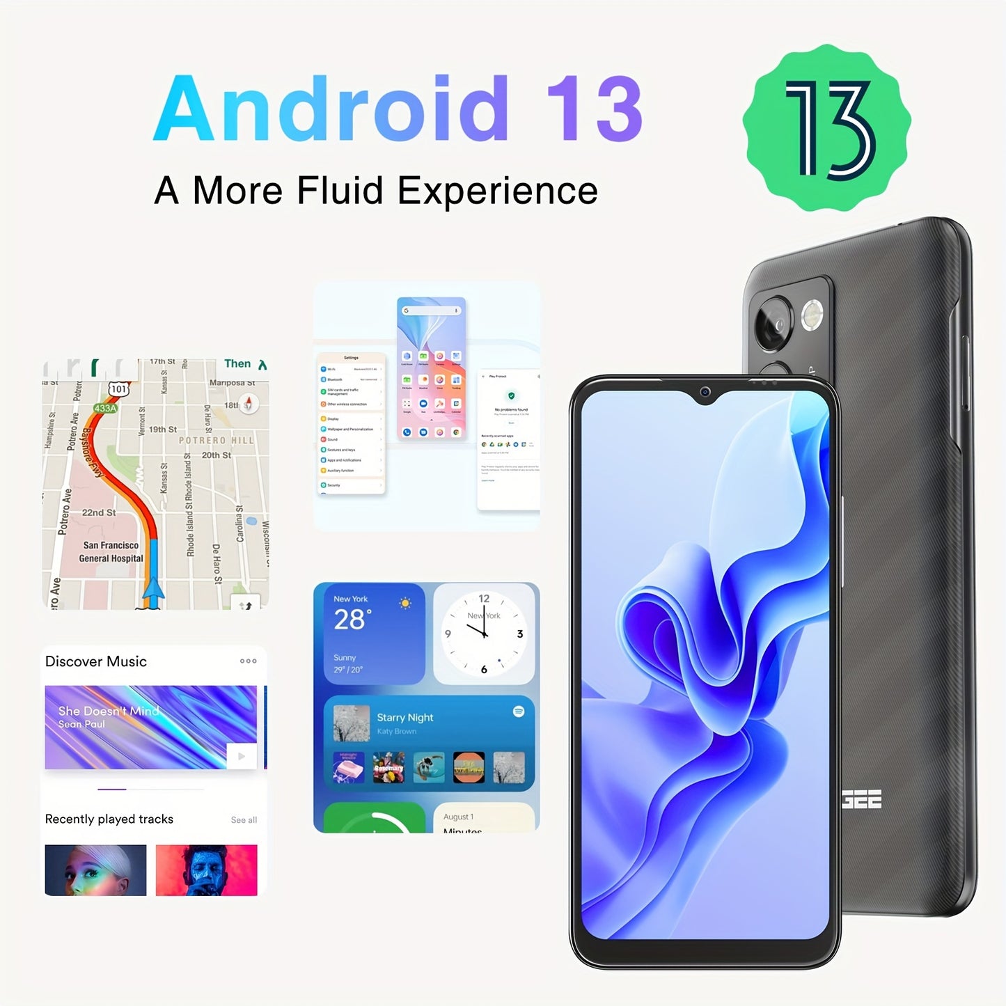 DOOGEE N50 Pro Mobile Phones, 20GB RAM + 256GB ROM/1TB TF Smartphone Android 13, Octa Core, 6.52" HD+ Smart Phone with 4200mAh, 50MP Camera, 4G Dual SIM, Face ID/Fingerprint