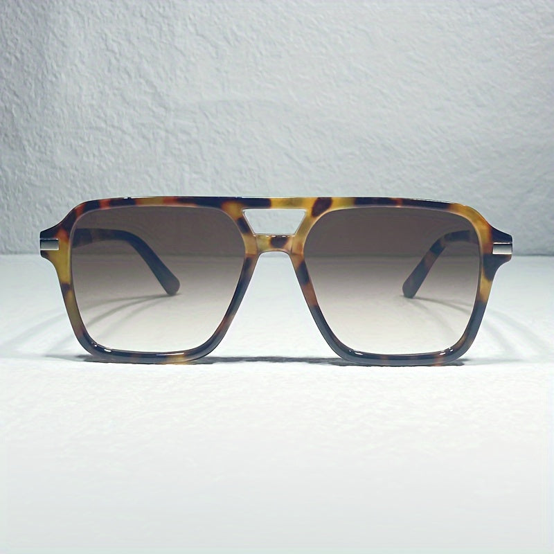 Stylish Double Bridge Gradient Sunglasses - Fashionable Shades for Women and Men - Perfect for Driving, Beach Party, and Casual Everyday Wear