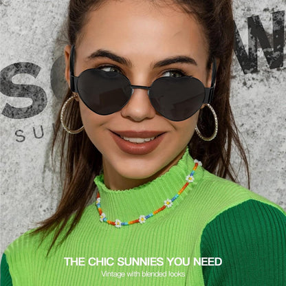 Trendy Hexagon Sunglasses For Women, Retro Vintage Designer Ladies Shades 90s Fashion Sun Glasses