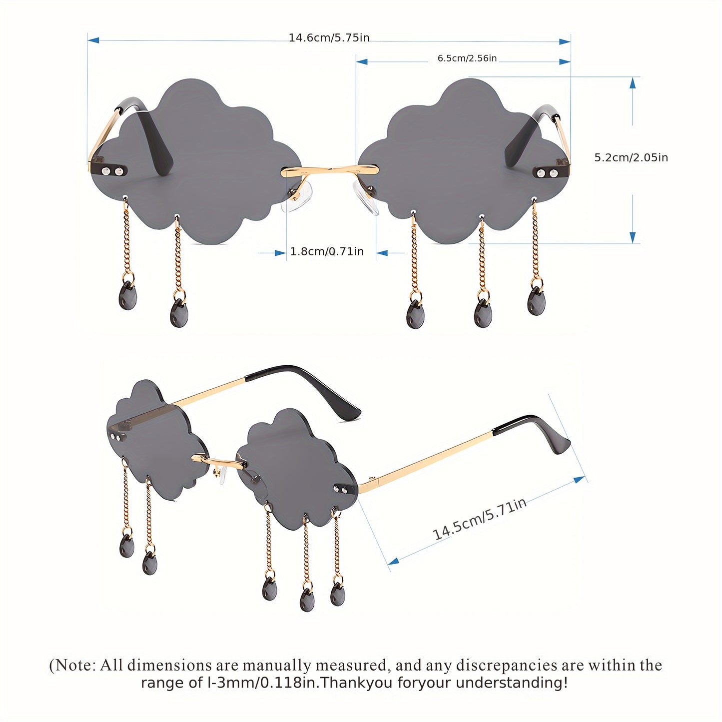 Funny Rainy Day Rimless Design Personalized Cloud Sunglasses