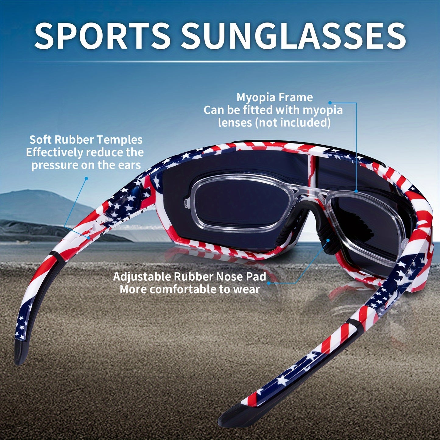 Trump 2024 Flag, American Flag Sunglasses Cycling Glasses, Polarized Baseball Sunglasses for Men and Women, Sports Running Cycling Fishing Sunglasses