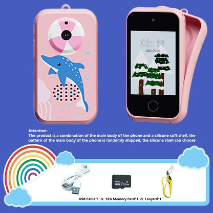 Kids Smart Phone Toys with 32GB TF card,USB Charging, 720P IPS Touch screen,Dual Camera Smart Phone For Kids, Gifts Play Phone