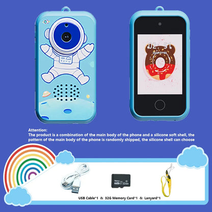 Kids Smart Phone Toys with 32GB TF card,USB Charging, 720P IPS Touch screen,Dual Camera Smart Phone For Kids, Gifts Play Phone