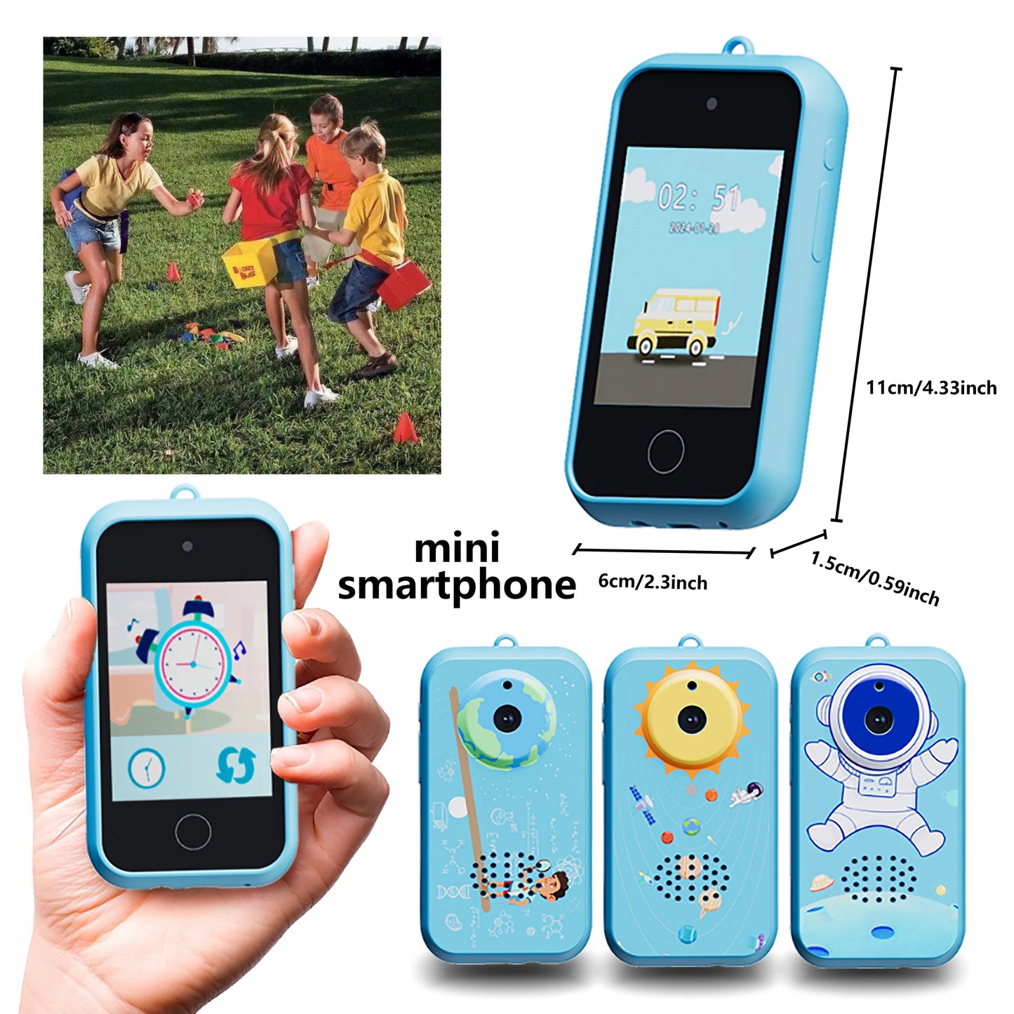 Kids Smart Phone Toys with 32GB TF card,USB Charging, 720P IPS Touch screen,Dual Camera Smart Phone For Kids, Gifts Play Phone