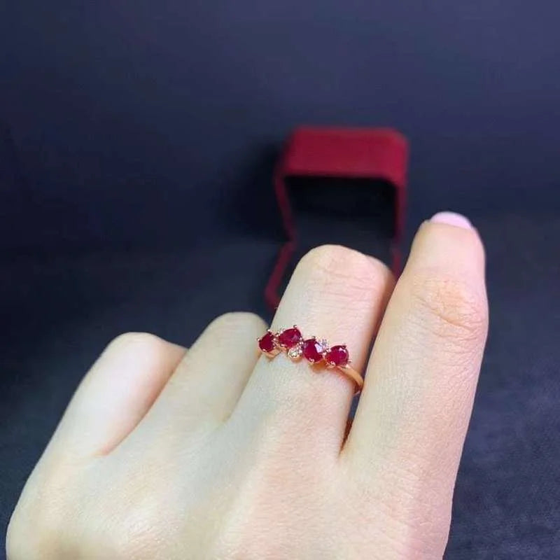100% Natural Ruby Ring for Daily Wear3mm*4mm Real Ruby Silver Ring 925 Silver Ruby Jewelry Gift for Woman