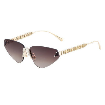 New Arrival 2025 Trendy High Quality Designer Gold Metal Frameless Rimless Luxury Women Sunglasses