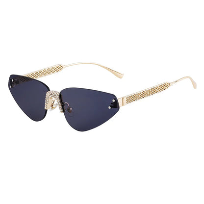 New Arrival 2025 Trendy High Quality Designer Gold Metal Frameless Rimless Luxury Women Sunglasses