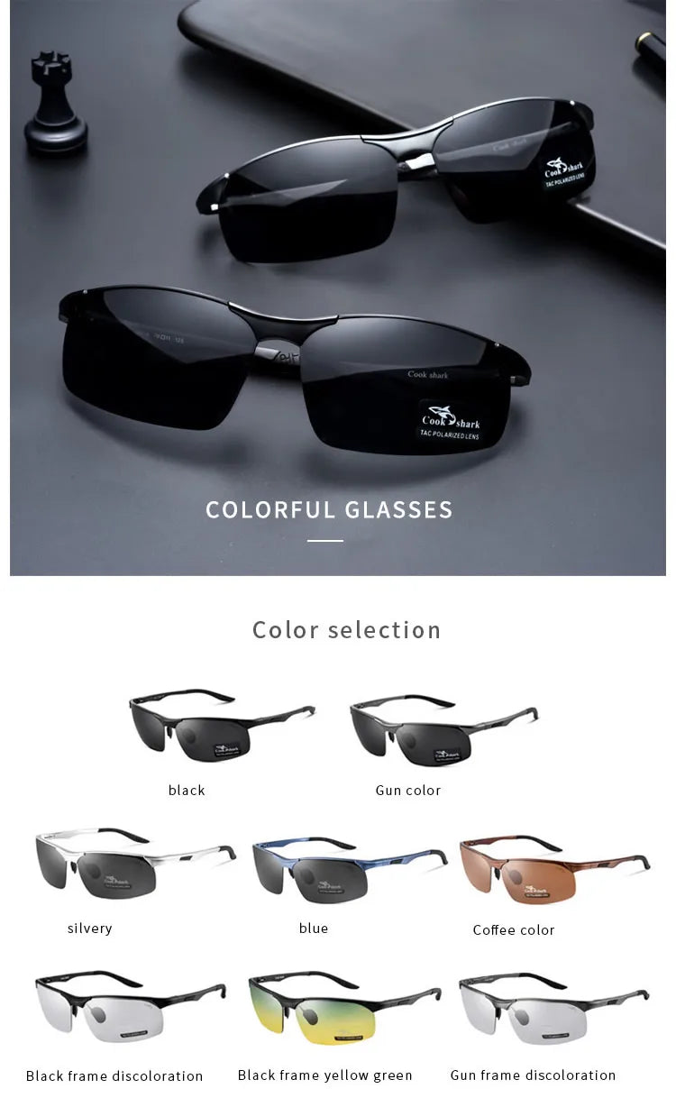 Cook Shark 2020 new aluminum magnesium sunglasses men's sunglasses HD polarized driving driver glasses tide