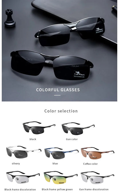 Cook Shark 2020 new aluminum magnesium sunglasses men's sunglasses HD polarized driving driver glasses tide