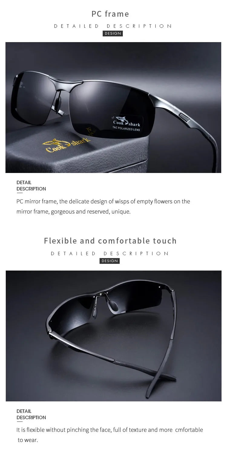 Cook Shark 2020 new aluminum magnesium sunglasses men's sunglasses HD polarized driving driver glasses tide