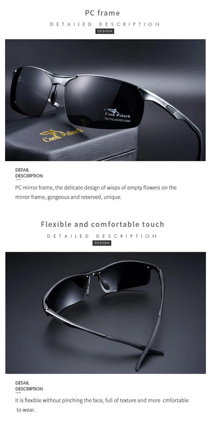Cook Shark 2020 new aluminum magnesium sunglasses men's sunglasses HD polarized driving driver glasses tide
