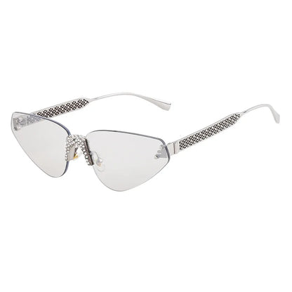 New Arrival 2025 Trendy High Quality Designer Gold Metal Frameless Rimless Luxury Women Sunglasses
