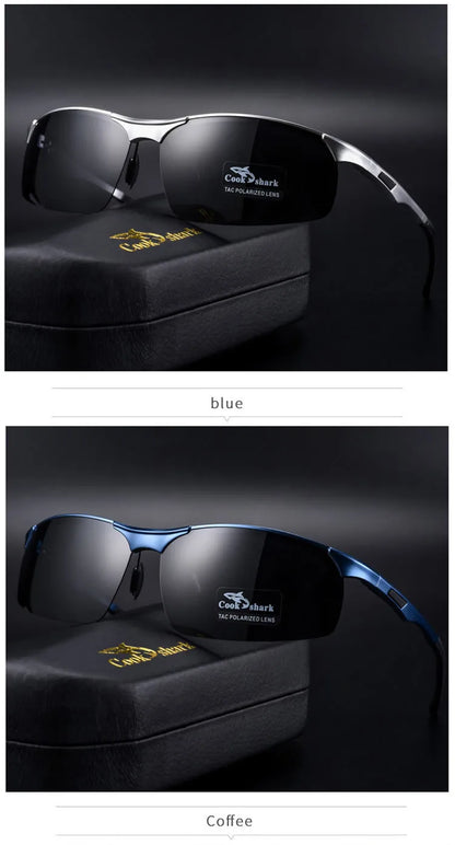 Cook Shark 2020 new aluminum magnesium sunglasses men's sunglasses HD polarized driving driver glasses tide