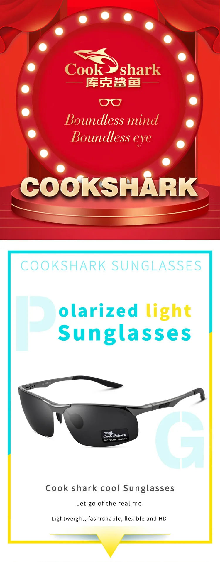 Cook Shark 2020 new aluminum magnesium sunglasses men's sunglasses HD polarized driving driver glasses tide