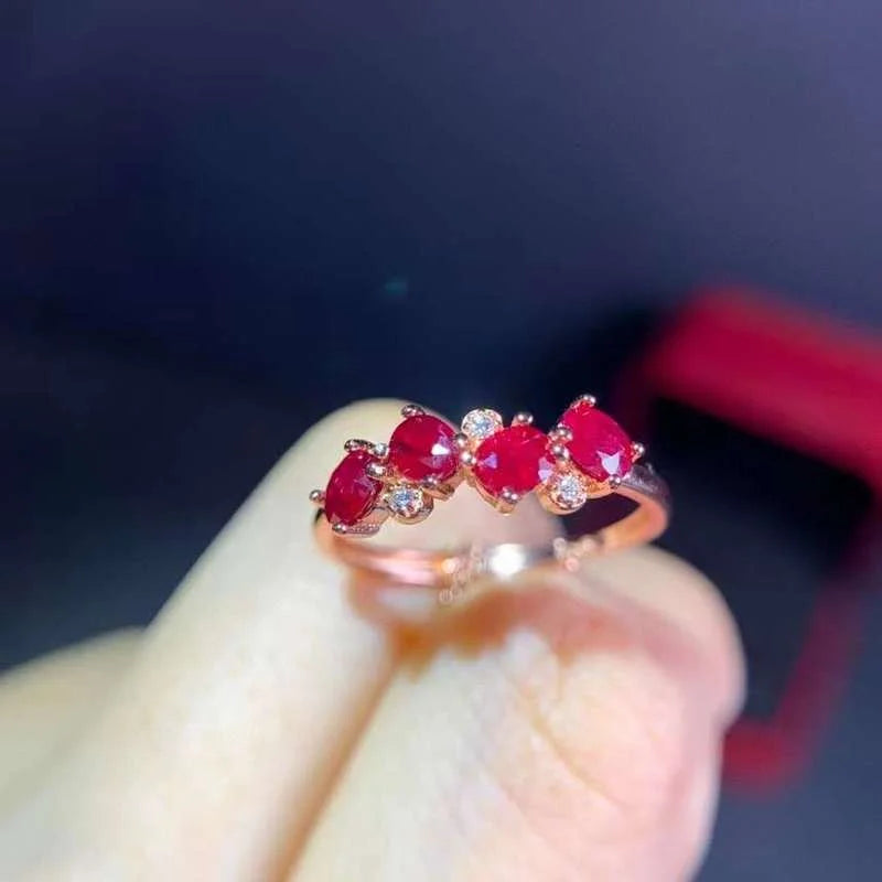 100% Natural Ruby Ring for Daily Wear3mm*4mm Real Ruby Silver Ring 925 Silver Ruby Jewelry Gift for Woman