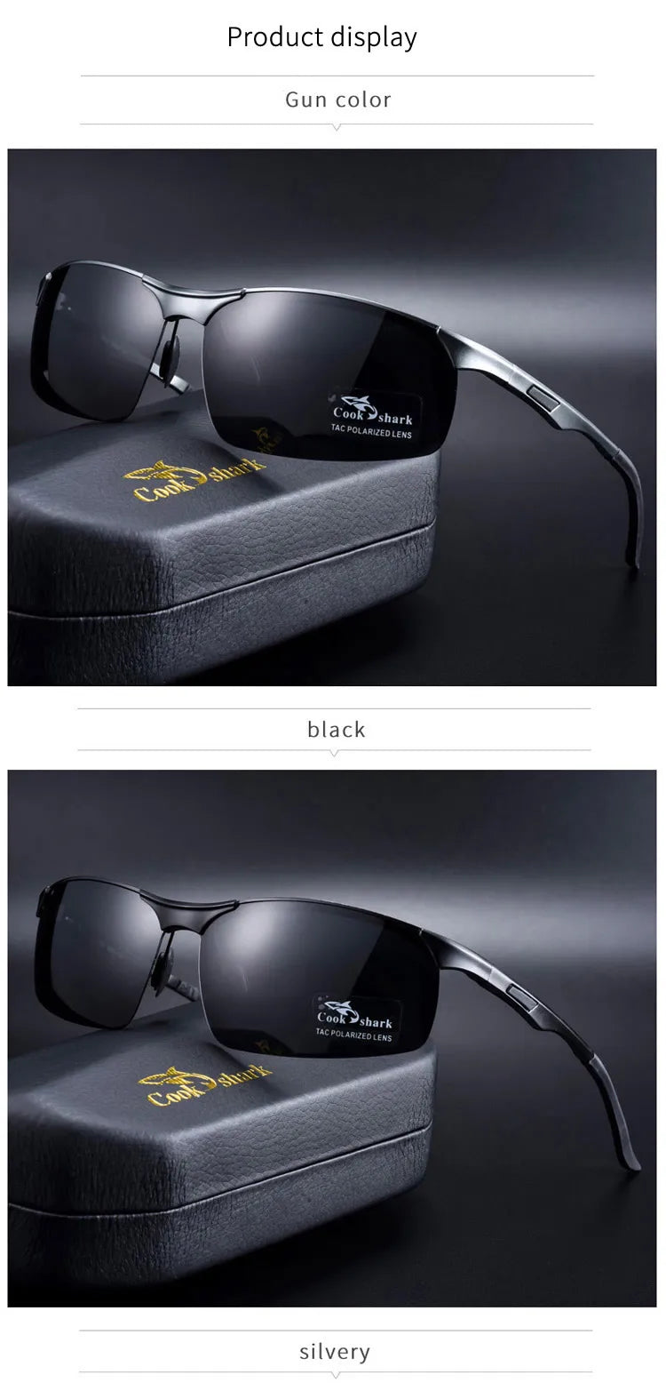 Cook Shark 2020 new aluminum magnesium sunglasses men's sunglasses HD polarized driving driver glasses tide