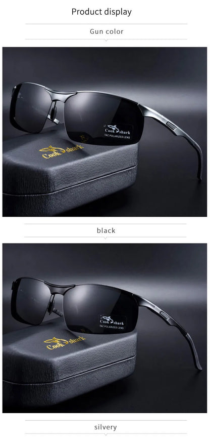 Cook Shark 2020 new aluminum magnesium sunglasses men's sunglasses HD polarized driving driver glasses tide