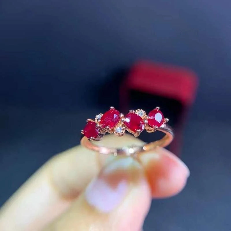 100% Natural Ruby Ring for Daily Wear3mm*4mm Real Ruby Silver Ring 925 Silver Ruby Jewelry Gift for Woman