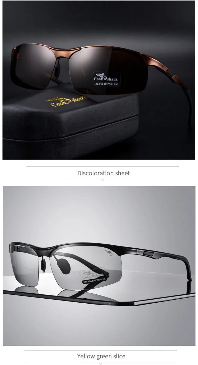 Cook Shark 2020 new aluminum magnesium sunglasses men's sunglasses HD polarized driving driver glasses tide