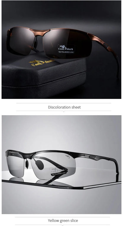 Cook Shark 2020 new aluminum magnesium sunglasses men's sunglasses HD polarized driving driver glasses tide