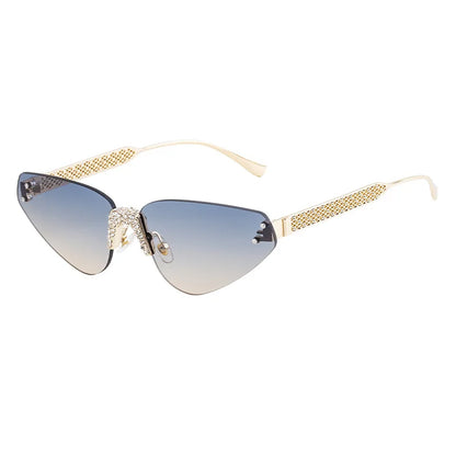 New Arrival 2025 Trendy High Quality Designer Gold Metal Frameless Rimless Luxury Women Sunglasses