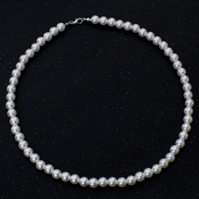 Pearl Necklace Women Men Classic Handmade Strand Bead Jewelry Luxury Trendy Choker Party Gift