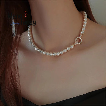 Natural Freshwater Pearl Necklace Simple Exquisite Elegant Luxury Fashion Fine Jewelry Sexy Young Girls High-grade Holiday Gifts